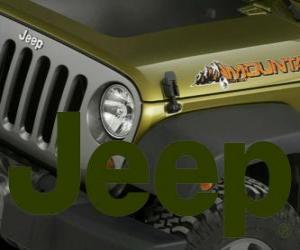 Puzzle Jeep λογότυπο, εκτός δρόμου αυτοκίνητα μάρκας από τις ΗΠΑ